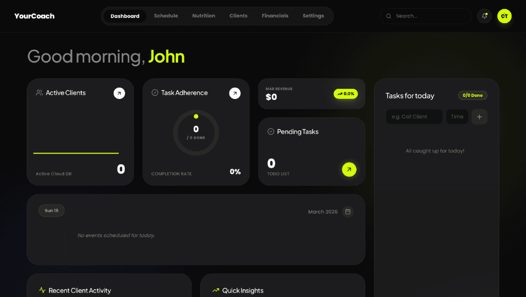 Coach Management Platform Dashboard Preview